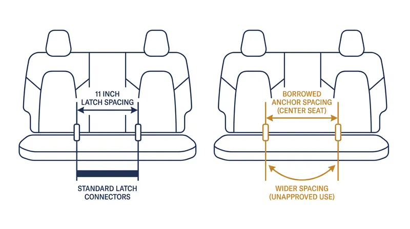 Rigid LATCH connectors require exactly 11 inches of spacing, preventing their use in many center seating positions.