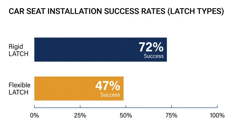 Volunteer correct installation rates by LATCH type, based on data from the Children's Hospital of Philadelphia.