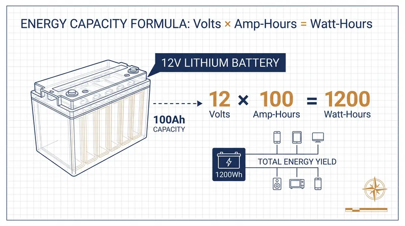 The formula for calculating true energy capacity.