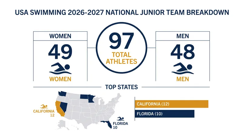 The 2026-2027 National Junior Team draws heavily from California and Florida.