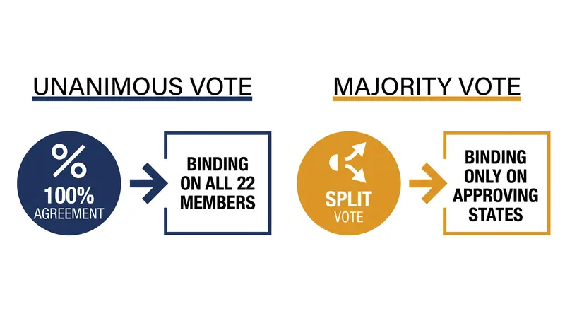 How Article 7 of the 1945 Charter structures Arab League resolutions.