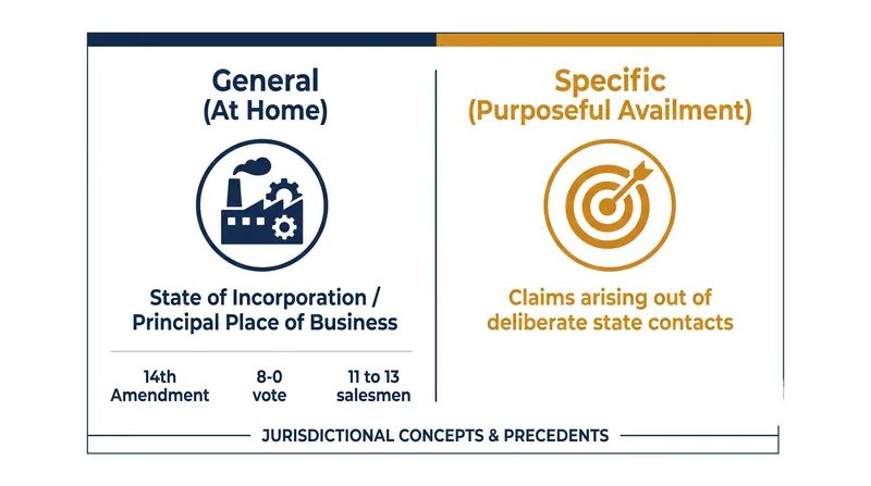 The two tracks of personal jurisdiction determine where a defendant can be constitutionally forced to defend a lawsuit.