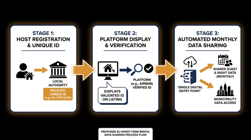 How the proposed EU data-sharing framework for short-term rentals would operate.
