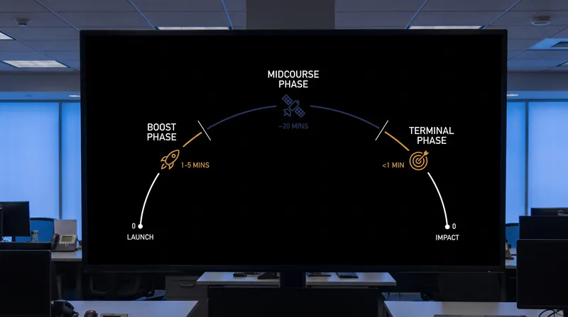 The engagement windows across the three phases of ballistic missile flight.