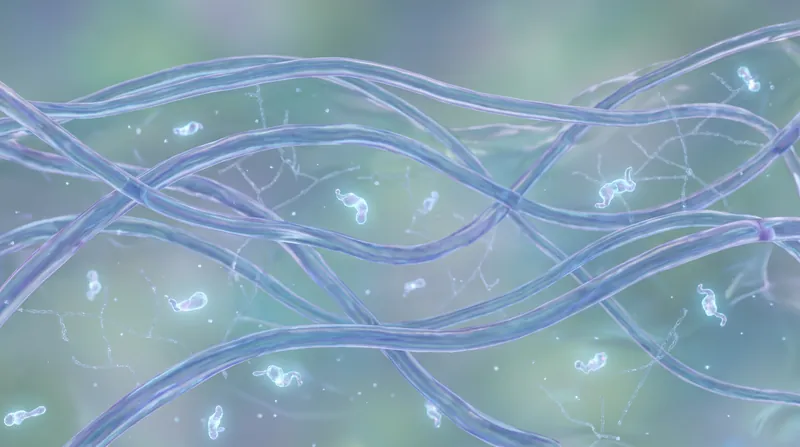 Water bound to glycosaminoglycans (GAGs) maintains the necessary space for collagen fibers to glide.