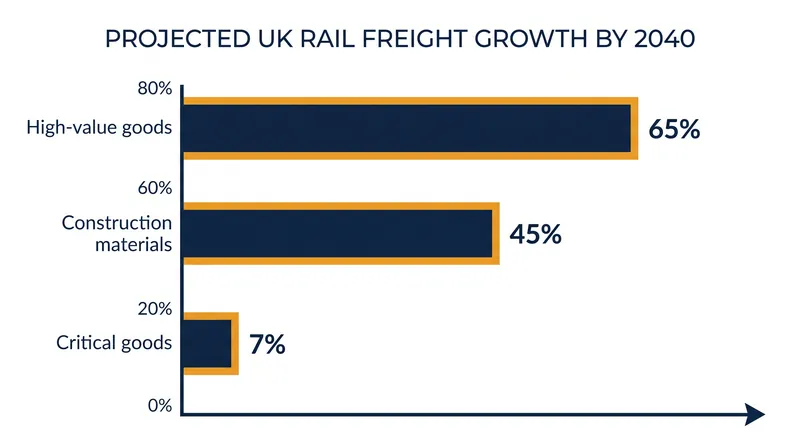 Projected rail freight growth varies significantly across different commodity classes.