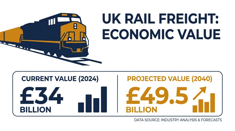 Meeting the 2040 target is projected to add £15 billion to the annual value of goods moved by rail.