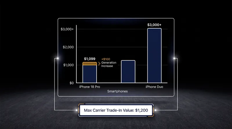 The financial gap between Apple's traditional flagships and its new foldable tier.