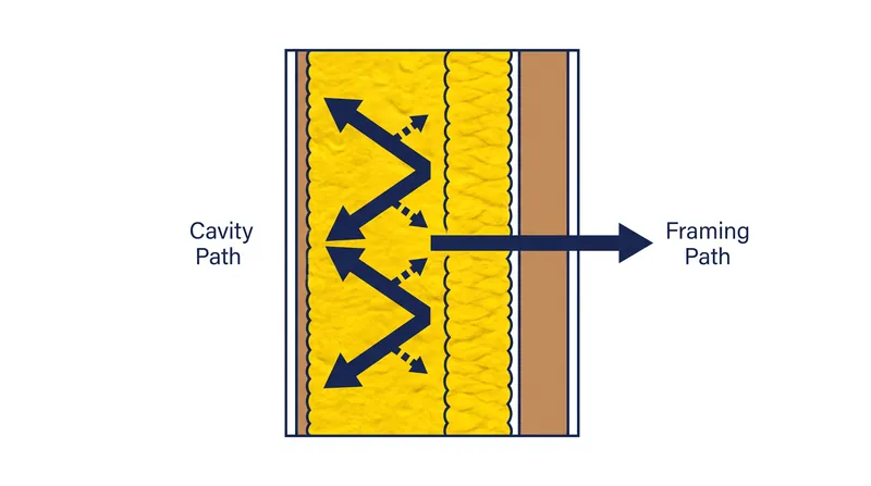 The parallel-path method illustrates how heat takes the path of least resistance through conductive framing.