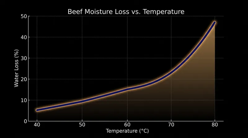 Moisture loss accelerates rapidly once temperatures exceed 60°C.