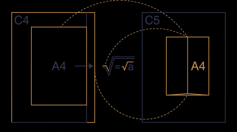 The ISO C-series uses geometric means to create envelopes perfectly scaled for A-series paper.