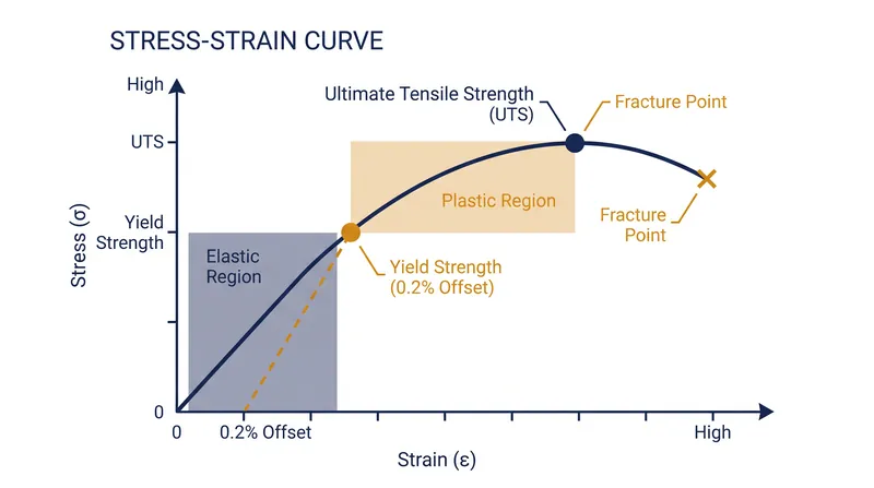 The stress-strain curve maps a material's journey from elastic deformation to ultimate failure.