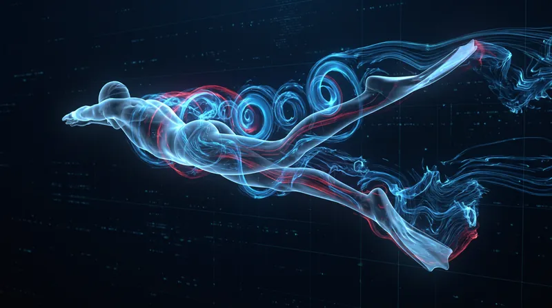 During the underwater undulatory phase, swimmers generate massive vortex rings that transfer kinetic energy into the pool.