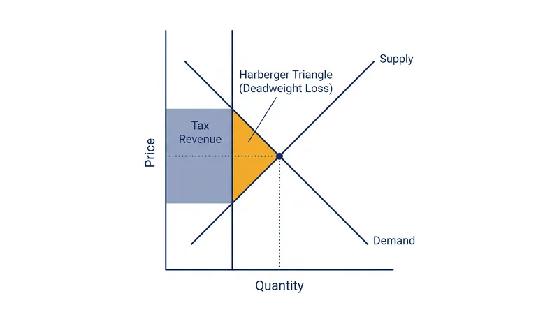 Taxes drive a wedge between buyers and sellers, creating a zone of deadweight loss.