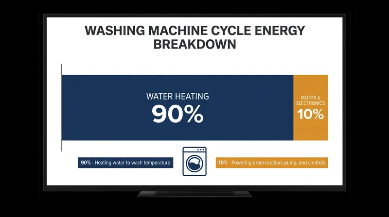 The vast majority of a washing machine's power draw is dedicated entirely to heating water.