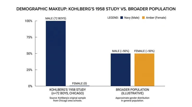 Kohlberg's original 1958 sample consisted entirely of 72 boys from the Chicago area.