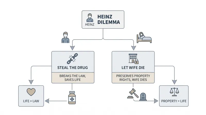 The Heinz Dilemma was designed to force a conflict between the right to life and the right to property.