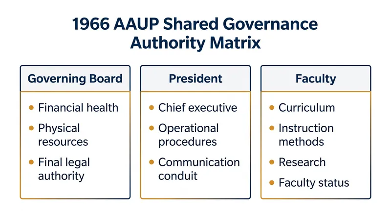 The 1966 Statement divides institutional authority based on specific areas of expertise.