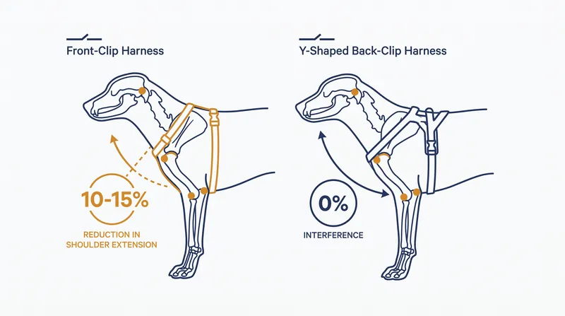 How restrictive front-clip designs alter a dog's natural stride length.