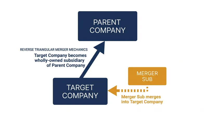 The merger sub is absorbed by the target, leaving the target intact as a wholly-owned subsidiary.