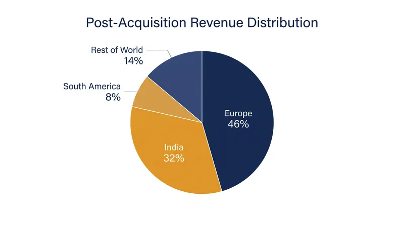 Geographic revenue distribution for the combined Tata-Iveco commercial vehicle business.