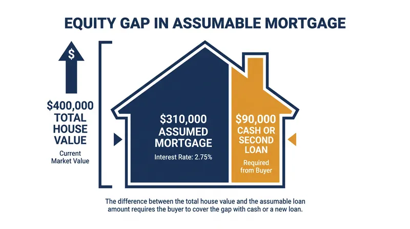Buyers must cover the difference between the home's purchase price and the remaining loan balance.