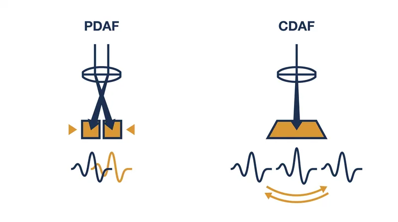 Phase detection calculates distance instantly, while contrast detection evaluates sharpness through trial and error.