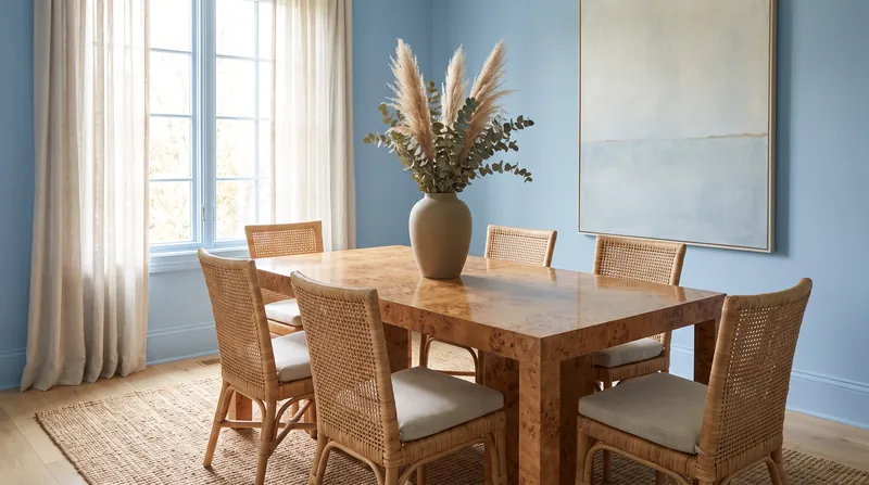 Powdery blues like Valspar's 'Cottage Door' offer a gentler transition for those moving away from traditional white walls.