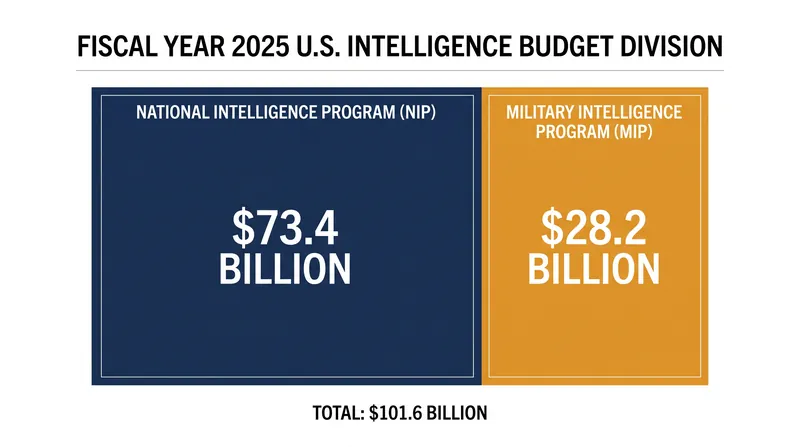 The Fiscal Year 2025 budget request partitioned $101.6 billion across two distinct intelligence streams.