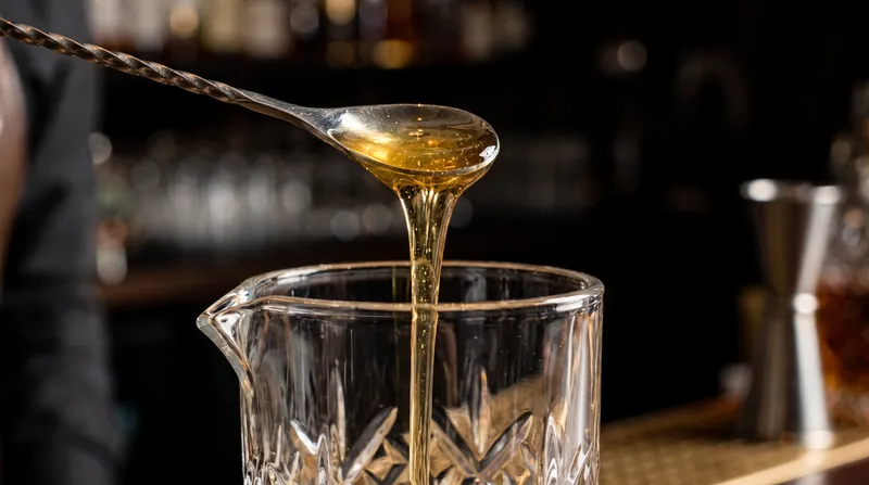 The finished oleo-saccharum is a dense suspension of hydrophobic citrus oils trapped in a sugar-water syrup.
