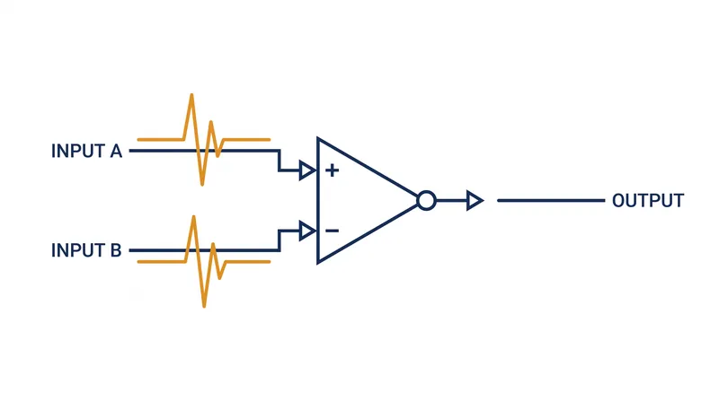 The differential amplifier subtracts the identical noise voltages, leaving only the audio signal.