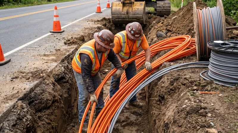 Burying utilities in the highway verge introduces engineering constraints but leverages pre-graded land.
