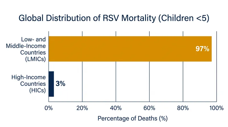 The vast majority of pediatric RSV deaths occur in regions with limited access to supportive medical care.