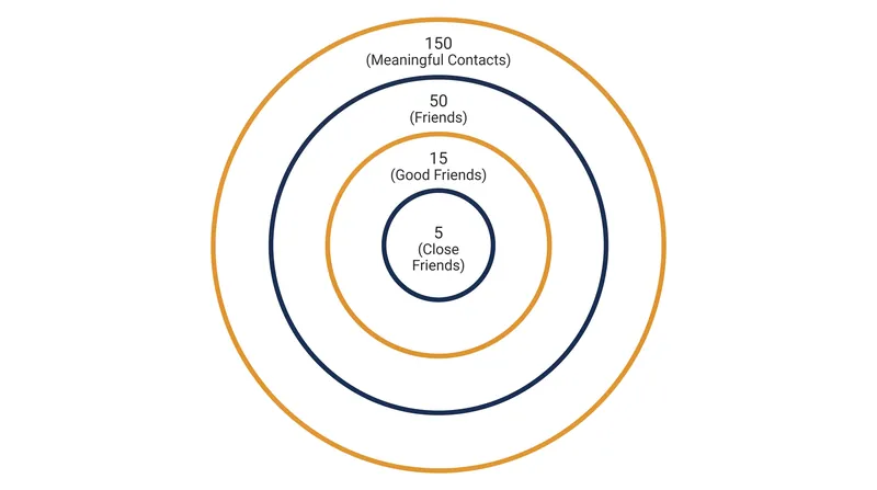 The nested circles model illustrates how individuals allocate finite social energy across different layers of intimacy.