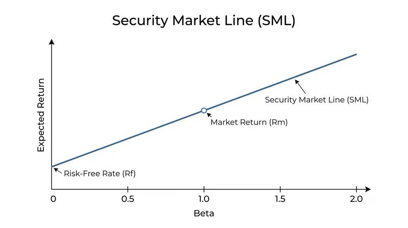 The Security Market Line demonstrates the linear relationship between beta and expected return.
