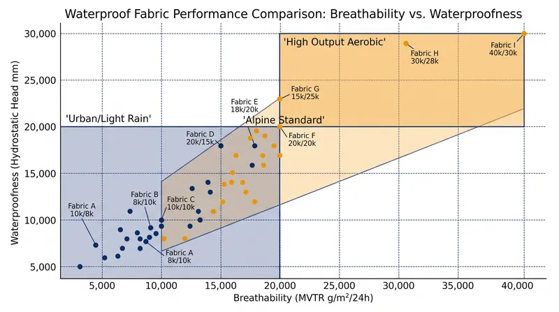 Fabric engineering requires a trade-off: garments designed for high aerobic output often sacrifice absolute waterproofness to maximize breathability.