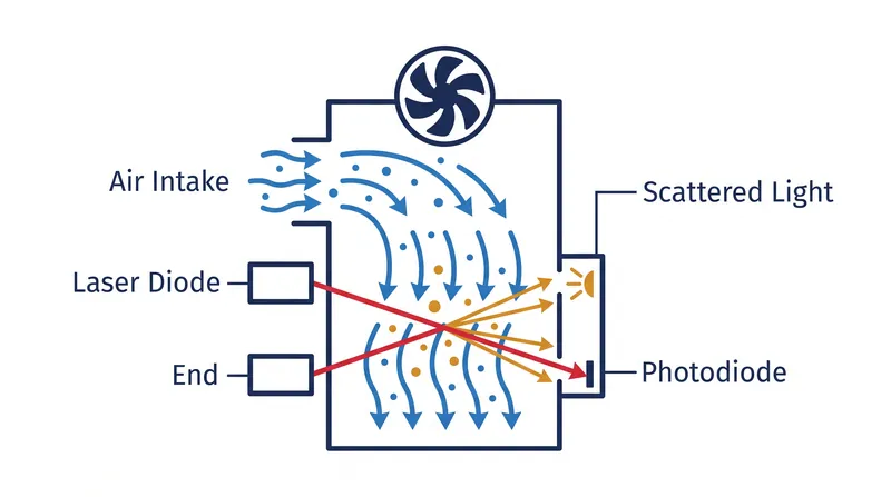 Optical particle counters estimate mass by counting flashes of scattered light and assuming a constant particle density.