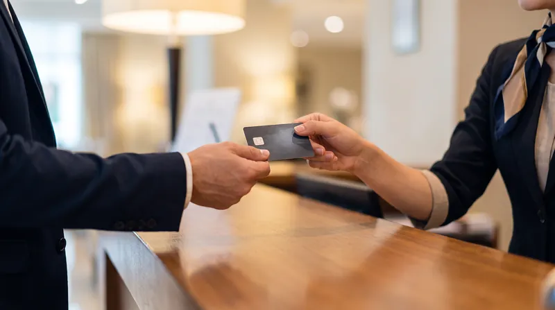 Split pay features allow travelers to charge base rates to a corporate card and upgrades to a personal card.