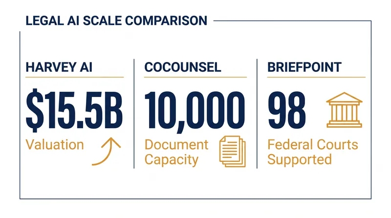 The scale and focus of leading legal AI platforms vary dramatically by design.
