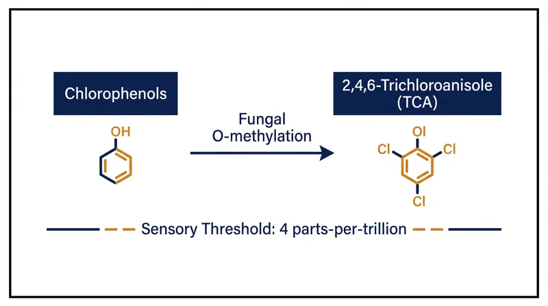 The biochemical pathway that converts environmental chlorophenols into TCA.