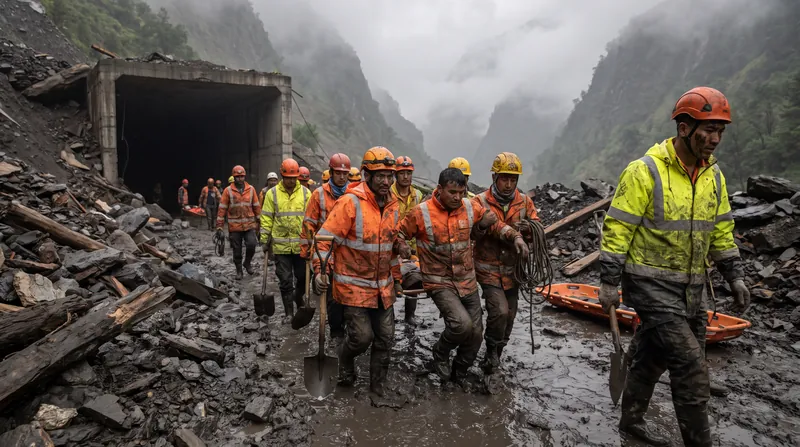 Emergency teams spent days extracting survivors from a flooded hydroelectric tunnel project in the disaster zone.