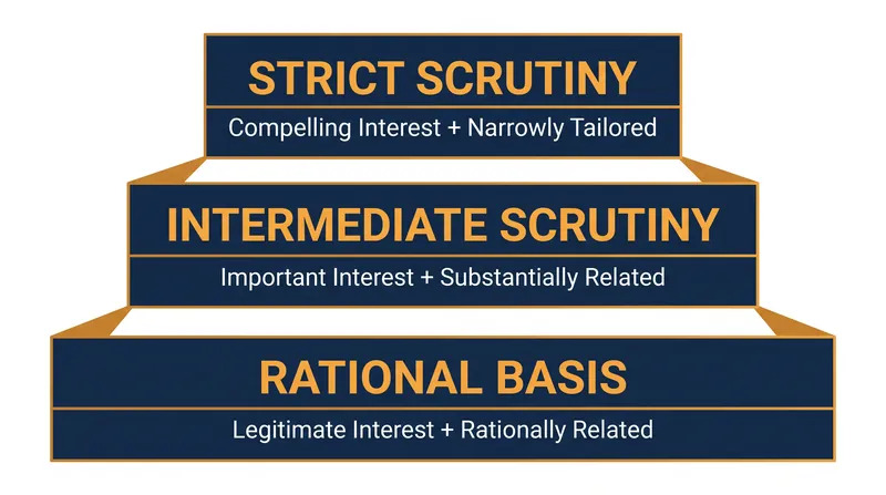 The three tiers of scrutiny dictate how closely a court will examine a challenged law.