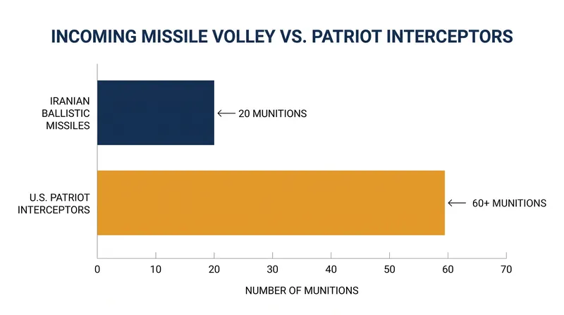 U.S. air defenses launched interceptors at a roughly three-to-one ratio against the incoming ballistic missiles.