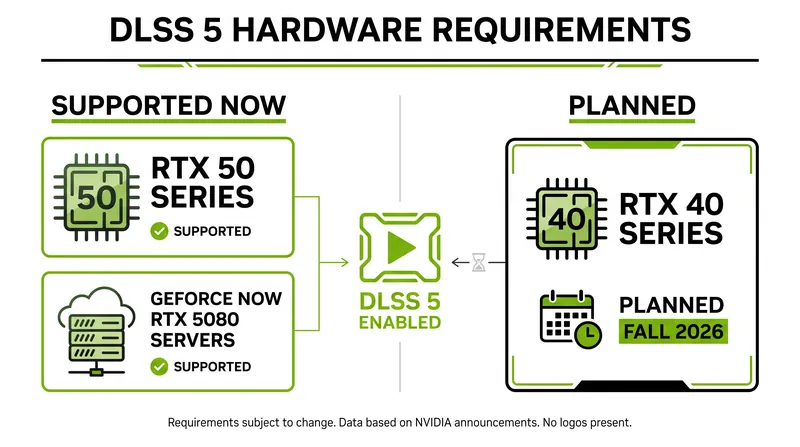 DLSS 5 is currently restricted to RTX 50 Series hardware and GeForce NOW Ultimate servers.