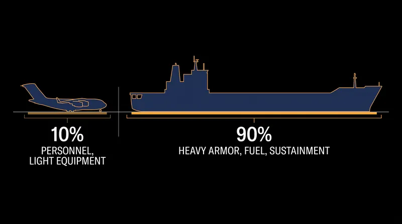 The structural divide between rapid airlift and high-volume sealift.