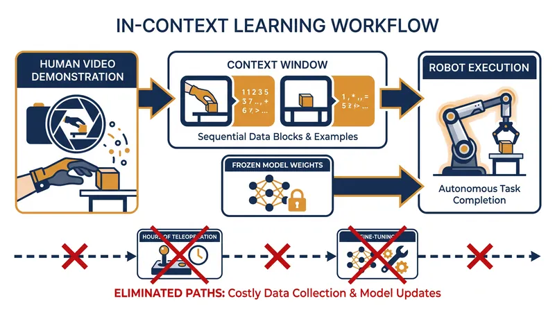 How in-context learning bypasses the traditional robotics data bottleneck.