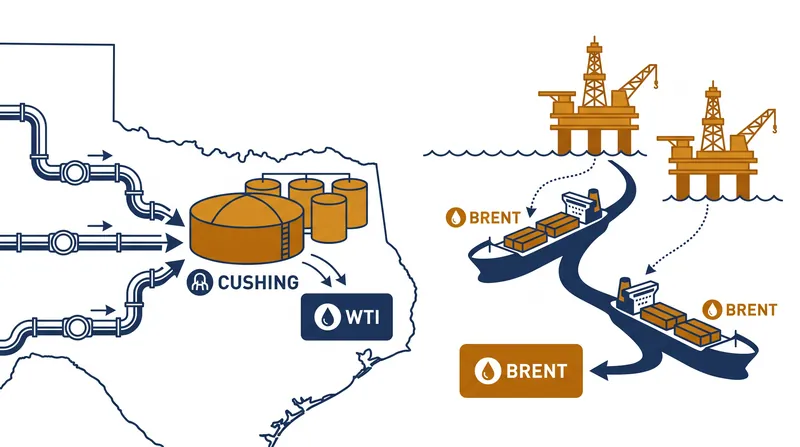 Brent's waterborne accessibility allows it to reach global markets immediately, while WTI relies on inland pipeline infrastructure.