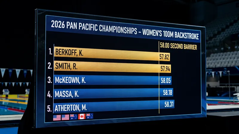 The gap between the American leaders and the international challengers in the 100-meter backstroke.