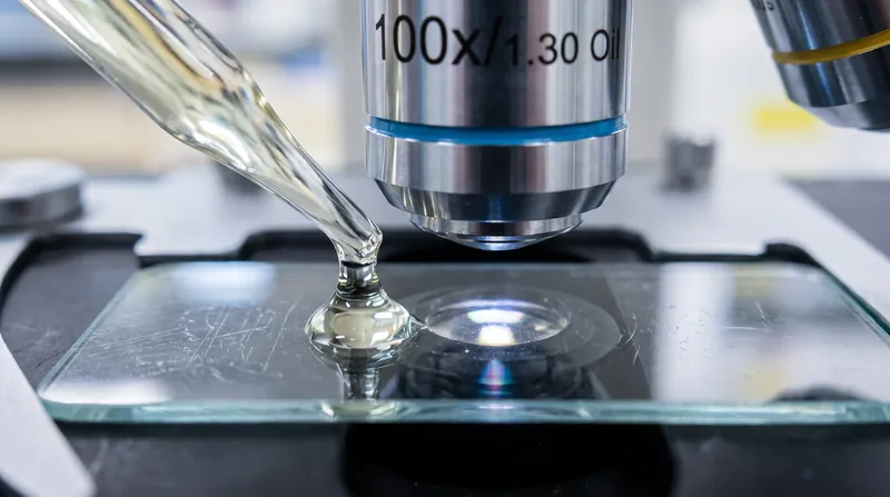 Immersion oil increases the numerical aperture of a lens, pushing the resolution limit as low as physics allows.