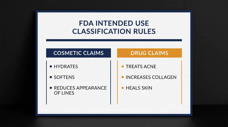 A single therapeutic verb on a label can reclassify a cosmetic product as an unapproved drug.
